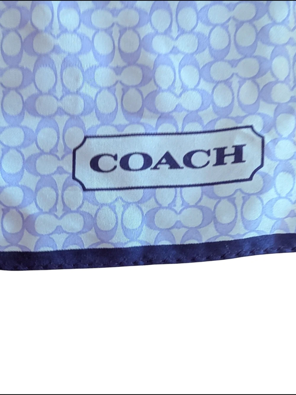 Coach Purple Logo Print Square Silk Scarf and Box